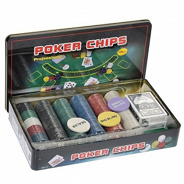 Набор для покера на 500 фишек в жестяном боксе