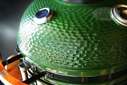 Керамический гриль со стеклянным окошком Start Grill 22 зеленый.  �4